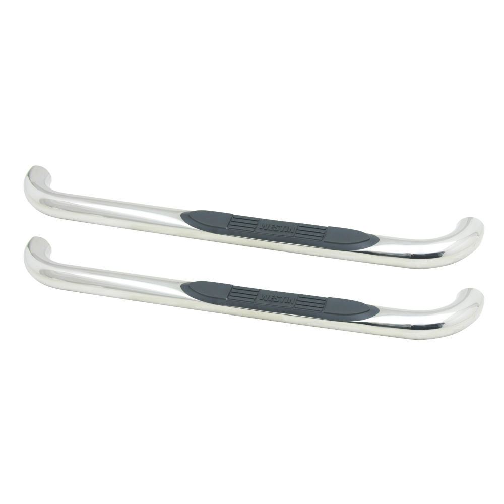 E-Series 3 Round Nerf Bars Single Step Pad Polished Stainless